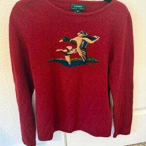 Vintage Ralph Lauren Red Sweater with Bird Motif